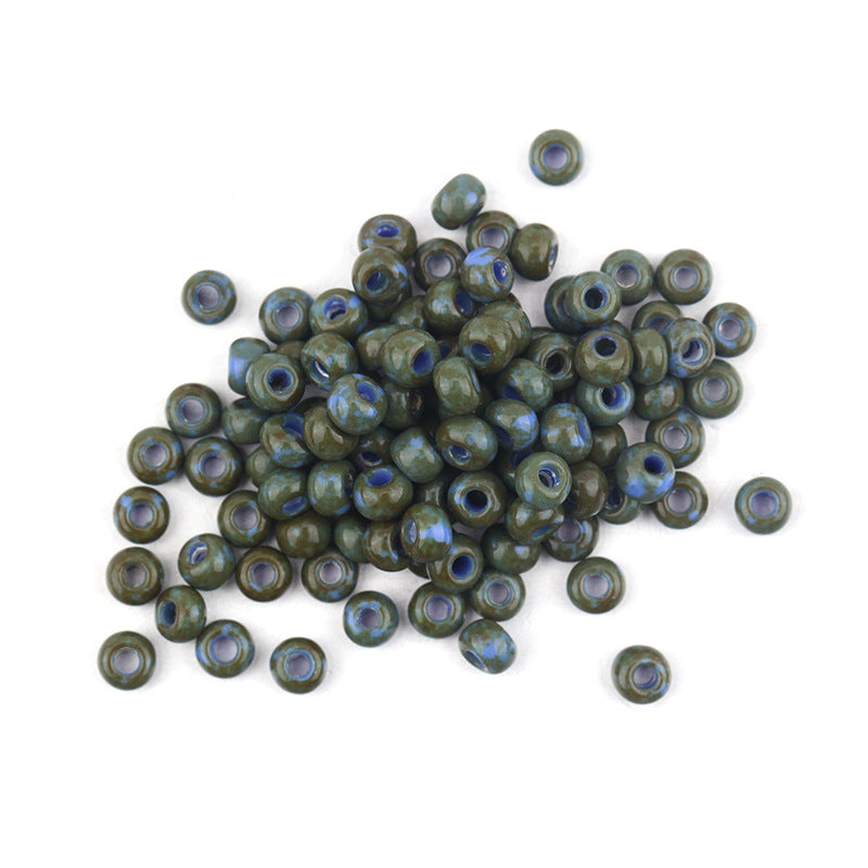 Czech Glass Seed Beads 3mm Olive Green Blue Speckled Polished 380pcs