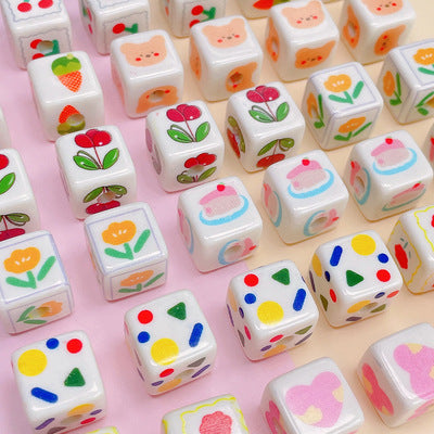 Cream Color Square Acrylic Beads 14mm Transparent 10pcs 6