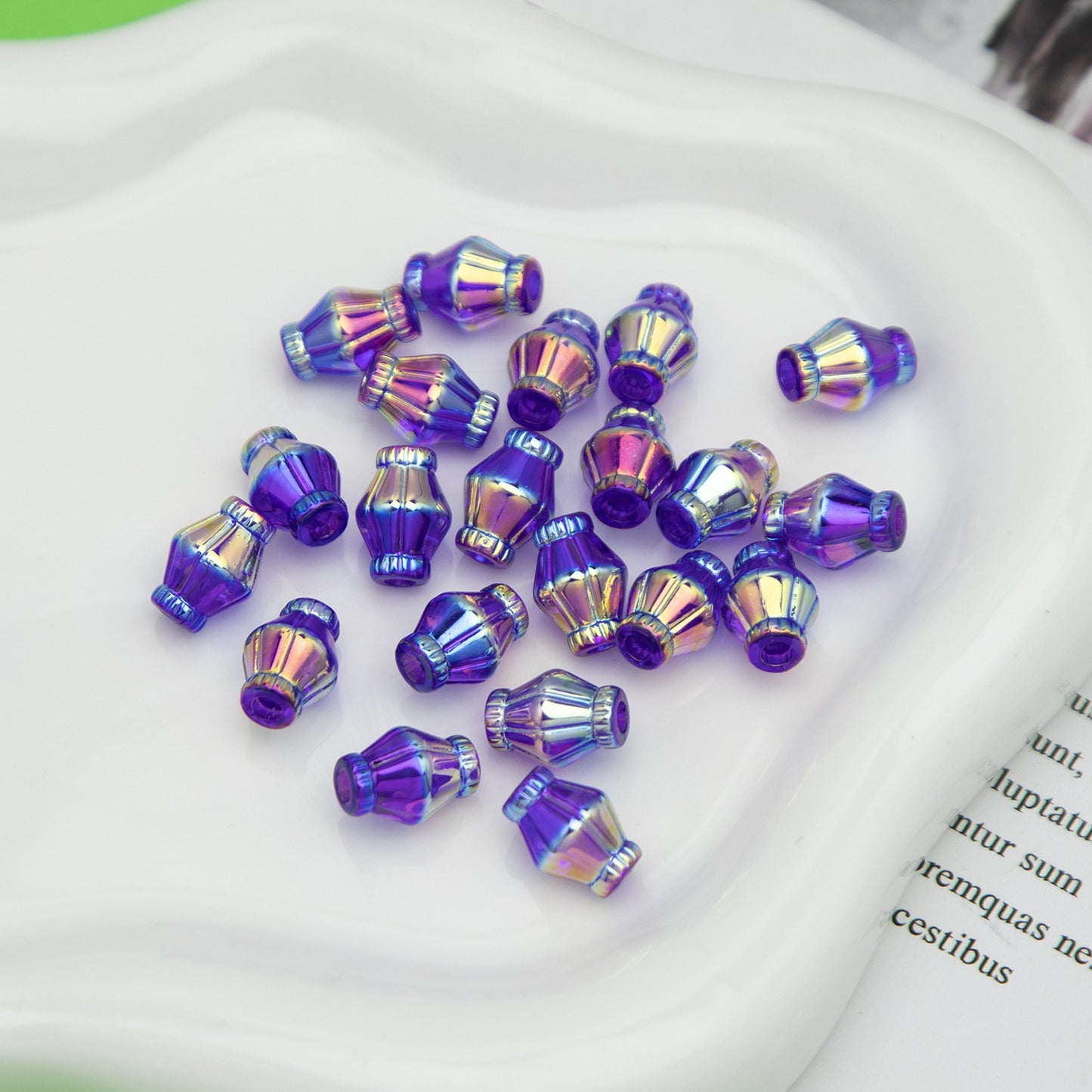 Plated Rhombus Acrylic Beads 13mm Transparent Iridescent 20pcs 16