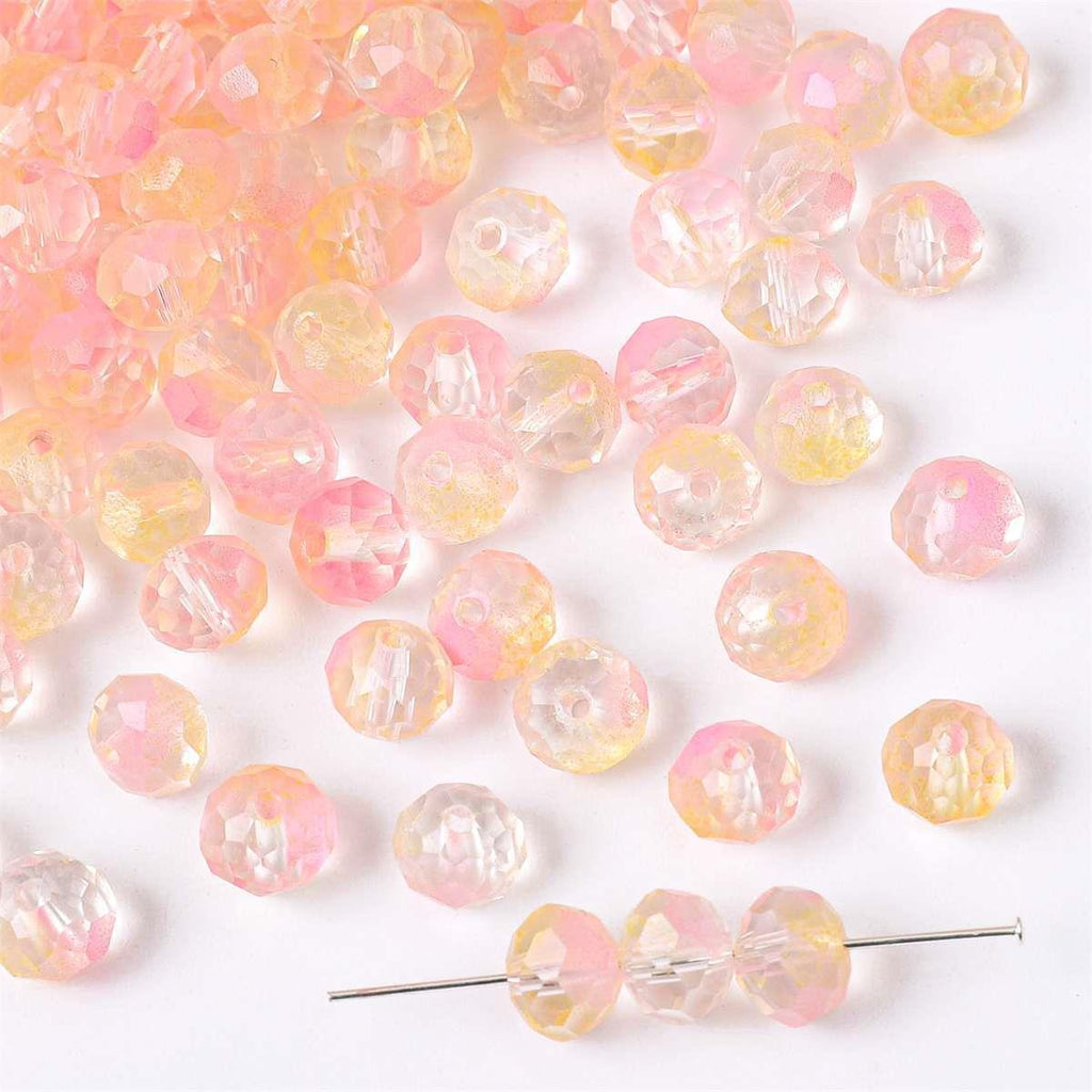 Czech Glass Beads Faceted 7 8mm Gradient Pastel Colors 50pcs 6