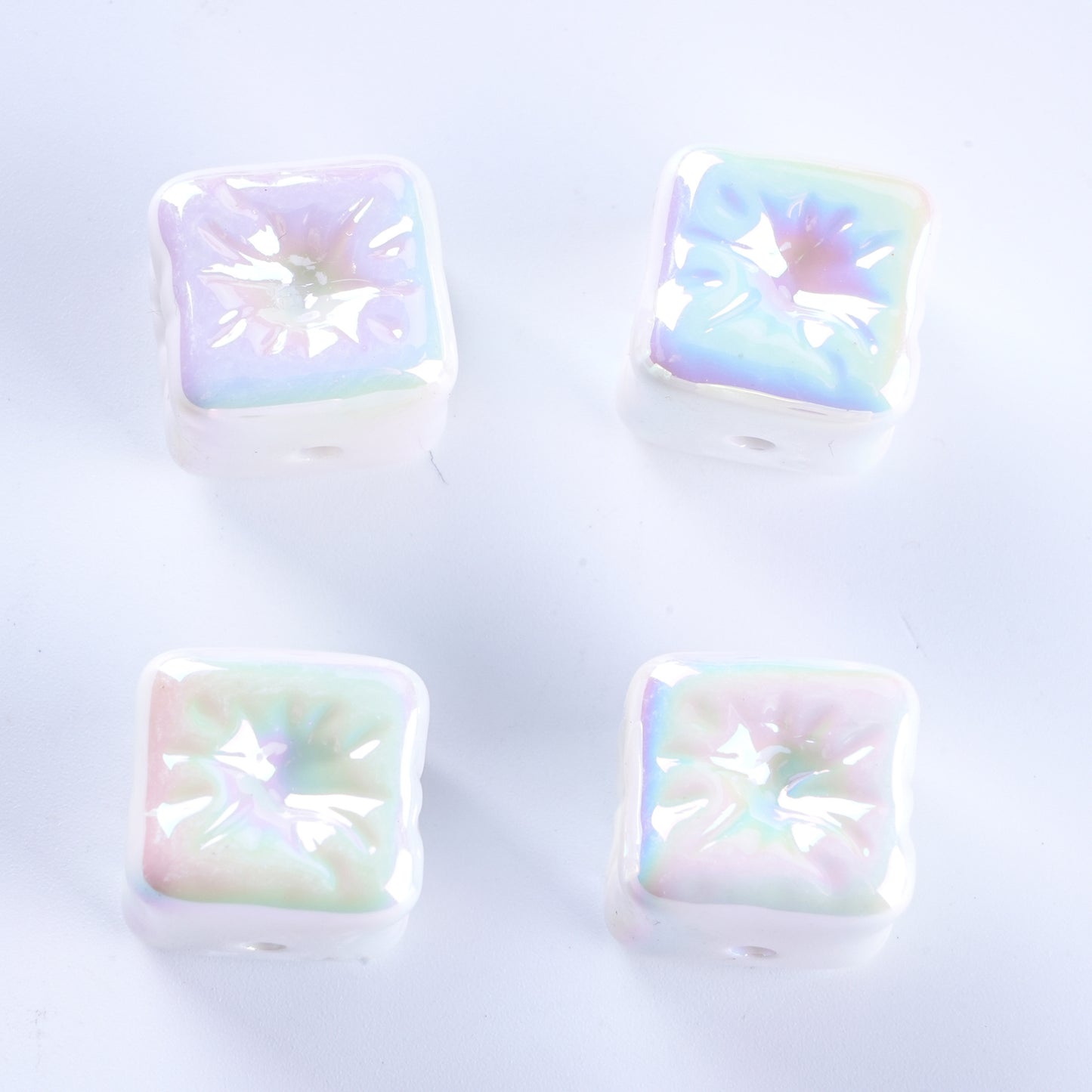 Macaron Color Balloon Square Acrylic Beads 14mm UV Plating 50pcs 6