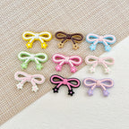 Bow and Star Metal Beads 34mm Painted Pastel Colors 5pcs 12