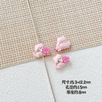 Heart Metal Beads 15-18mm Baking Painted Cherry Blossom Kitten Design 10pcs 7