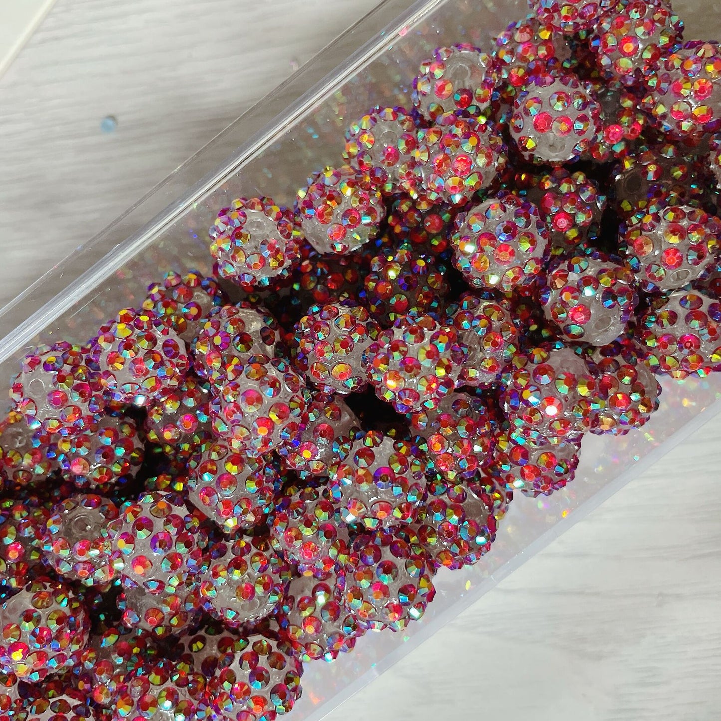 Bubblegum Round Rhinestone Beads 14mm Textured Shimmer 50pcs 34