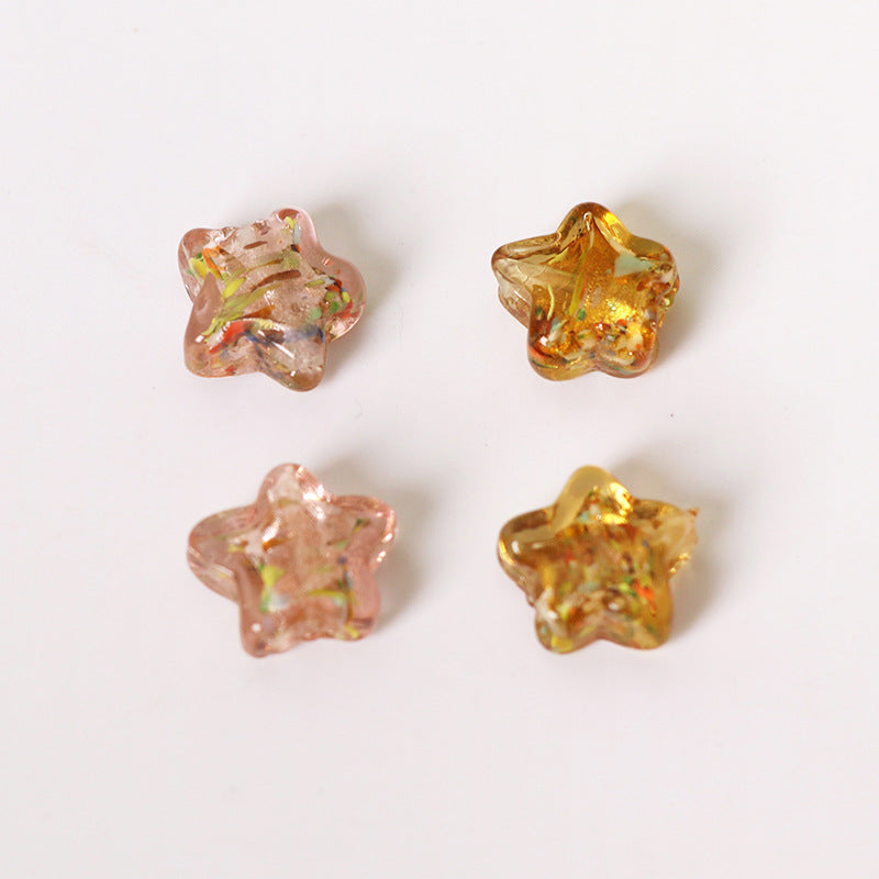 Lampwork Glass Beads Star 15mm Vintage Foil Filled 50pcs 4