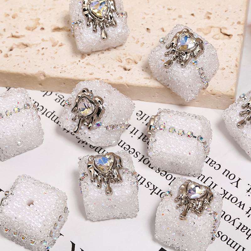 Crocore Square Rhinestone Beads 21mm Acrylic Textured Facet 5pcs 7