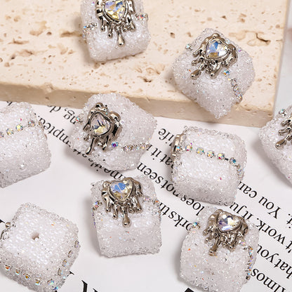 Crocore Square Rhinestone Beads 21mm Acrylic Textured Facet 5pcs 7
