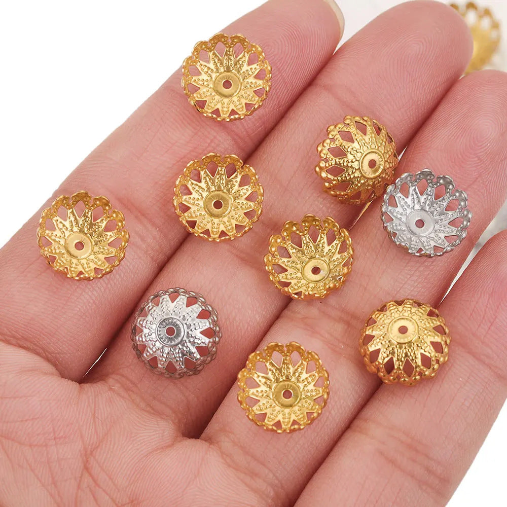 Stainless Steel Flower Bead Caps 12mm Bowl Shaped 100pcs 2