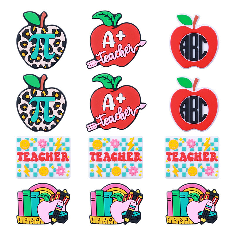Silicone Focal Beads Apple Teacher School Stationery A Plus Teacher 20pcs