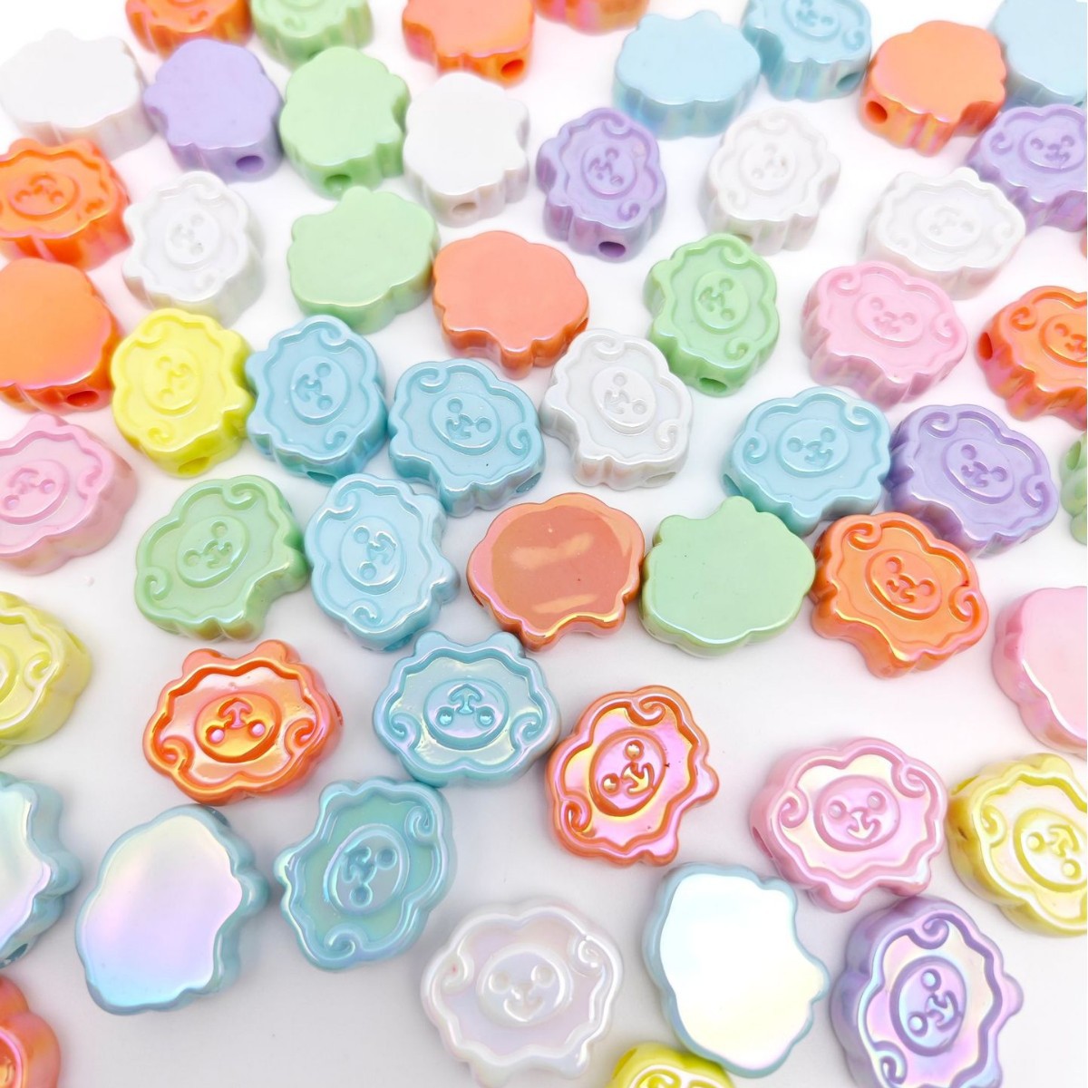 UV Plating Tiny Sheep Acrylic Flat Beads 24mm Glossy Face 50pcs 4
