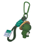 Cartoon Resin Dinosaur Keychain with Straw Hat Pastel Colors 5