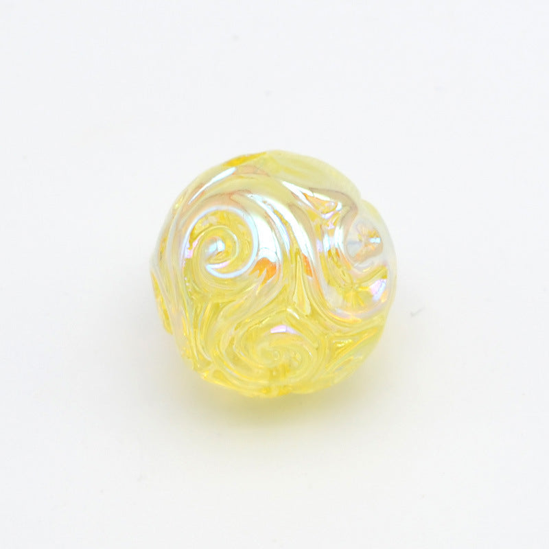 Plating Round Acrylic Beads 16mm UV Embroidered Iridescent 20pcs 11