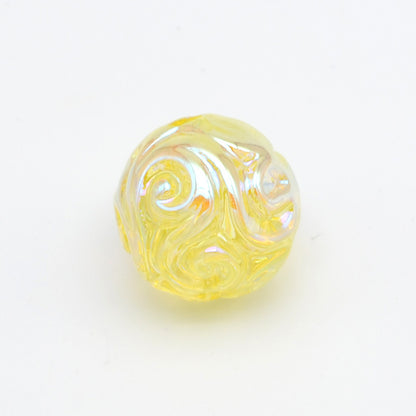 Plating Round Acrylic Beads 16mm UV Embroidered Iridescent 20pcs 11