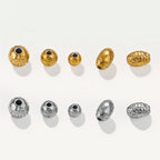 Stainless Steel Round Metal Beads Color Retaining Hammer Texture 20pcs 2