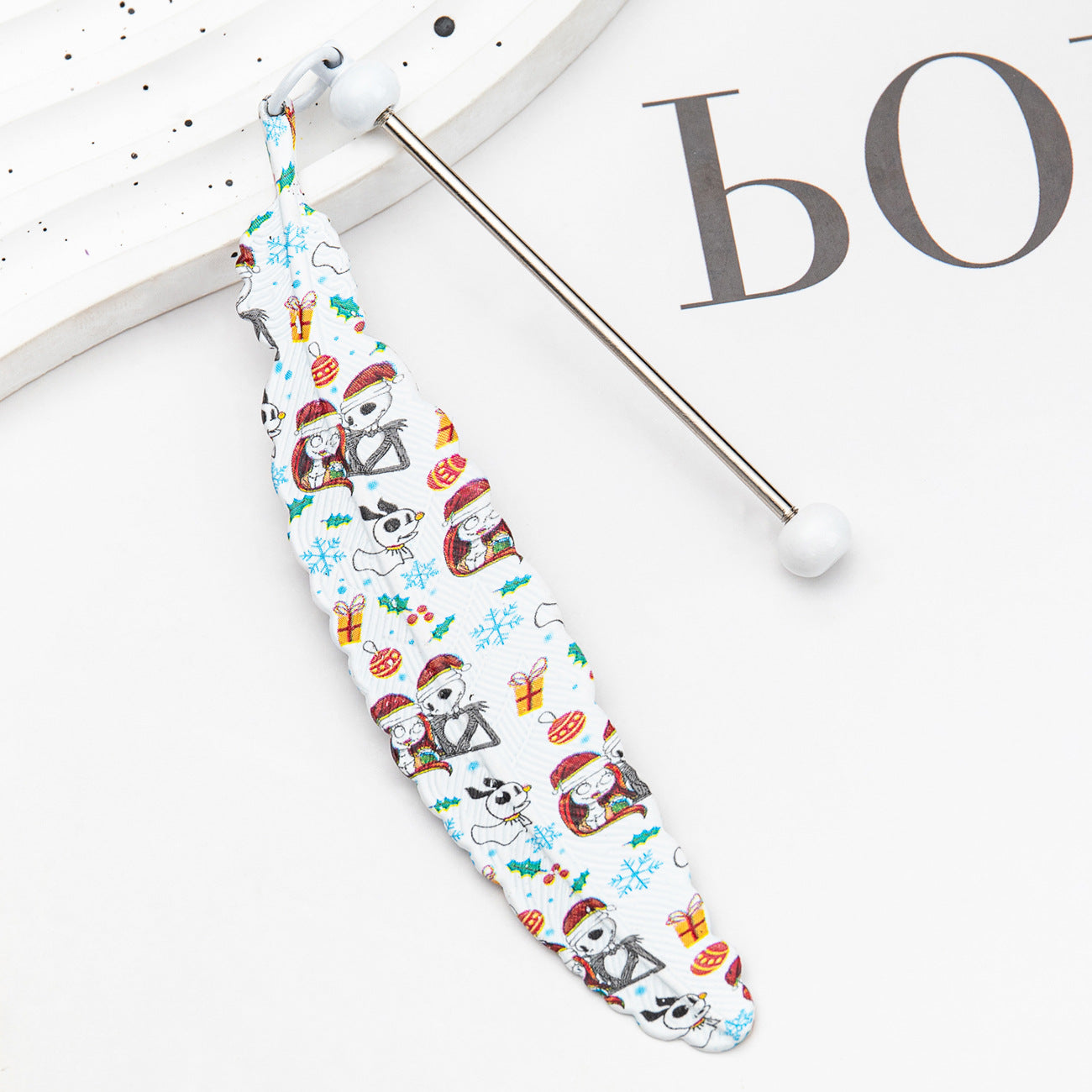 Beadable Feather Bookmarks Halloween Christmas Prints 12pcs 11