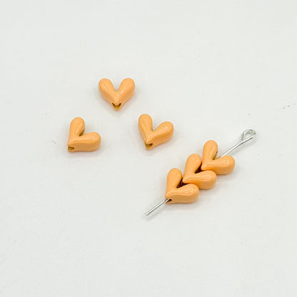 Painted V-Shaped Heart Acrylic Beads 6.7x8mm Glossy Mixed Colors 10pcs 12
