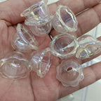 Transparent Valley Lily Flower Acrylic Beads 16 23mm UV Plating 100pcs