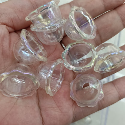 Transparent Valley Lily Flower Acrylic Beads 16 23mm UV Plating 100pcs