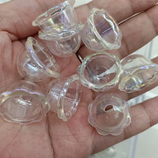 Transparent Valley Lily Flower Acrylic Beads 16 23mm UV Plating 100pcs