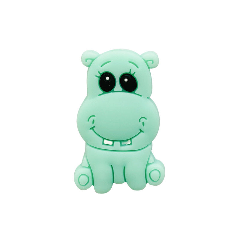 Silicone Focal Beads Hippo Friendly Face Pastel Colors 20pcs 4
