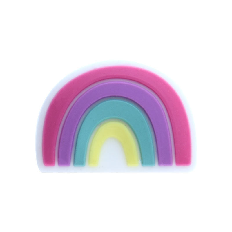 Silicone Focal Beads Rainbow Colorful Layered Text 20pcs 9