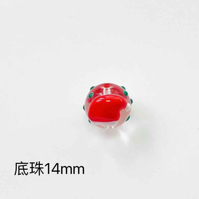 Hand Painted Christmas Enamel Glass Beads 12mm 14mm 1pc 4