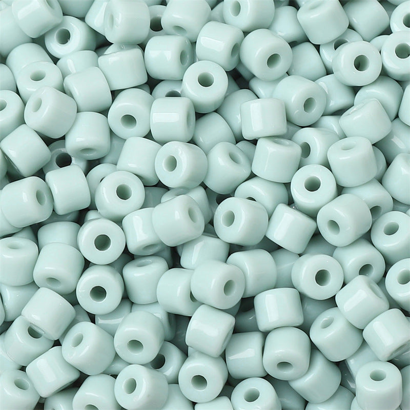 Cream Colored Pony Beads Acrylic 6mm Matte Wide Hole 50pcs 17
