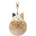 Leather Plush Cat Keychain Soft Tan Faux Leather Zinc Alloy 5