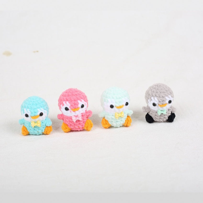 Crochet Penguin Keychain Pastel Colors with Bow Tie 1pc 4