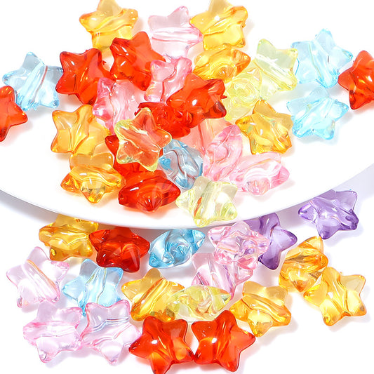 Candy Color Transparent Pentagram Acrylic Beads 12mm 100pcs