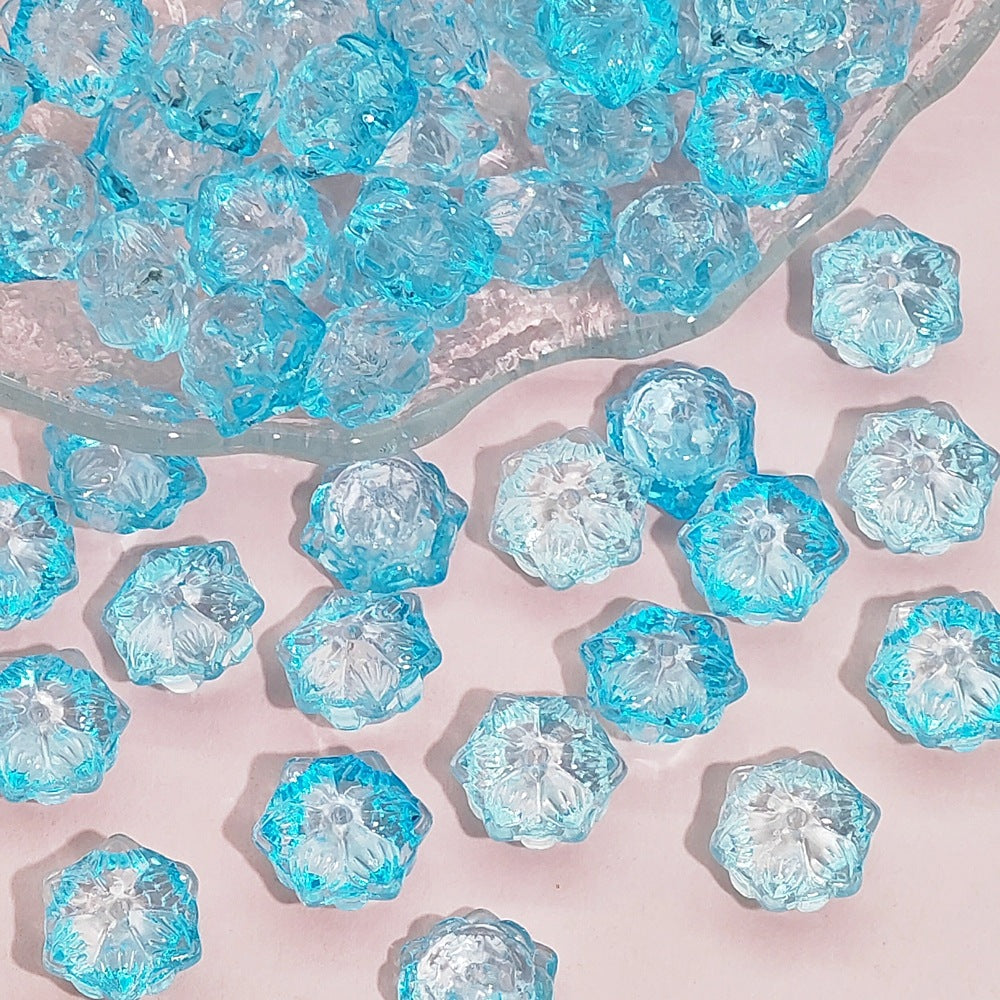 Tiny Flower Glass Beads 16mm Clear Translucent Mixed Colors 50pcs 3