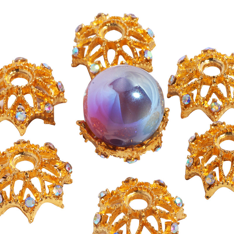 Alloy Rhinestone Bead Caps 17mm Inlaid Detailed 10pcs 5