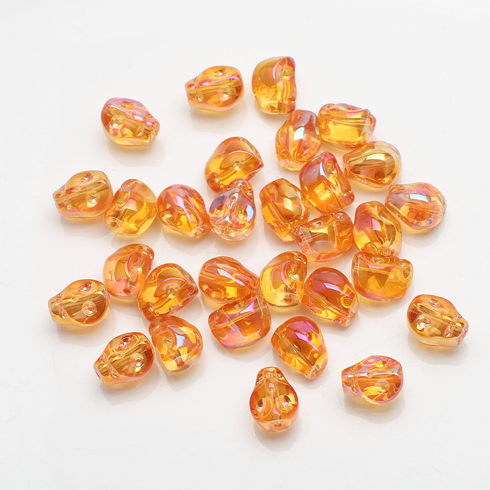 Electroplated Skull Head Glass Beads 8mm x 10mm Iridescent 30pcs 13