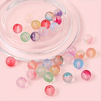 Frosted Round Glass Beads 10mm Matte Gold Fleck Mixed Colors 60pcs 3