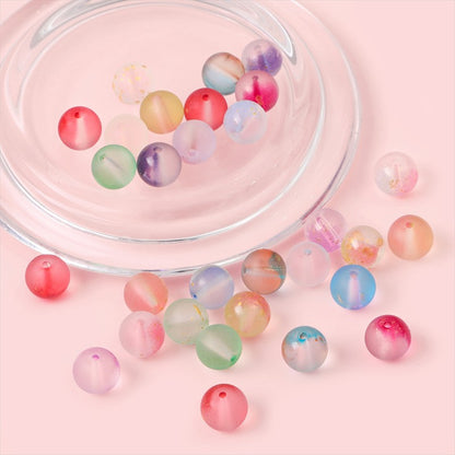 Frosted Round Glass Beads 10mm Matte Gold Fleck Mixed Colors 60pcs 3