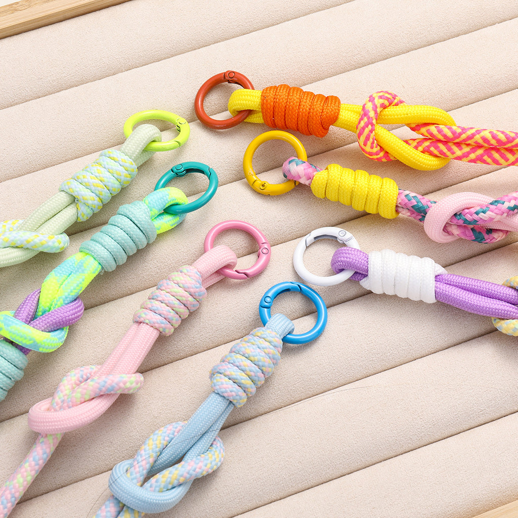 Patterned Macrame Dual Ring Phone Charm Polyester 33cm 2pcs 2
