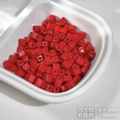 Painted Square Acrylic Beads 6mm 5mm Macaron Color Baking 30pcs 22