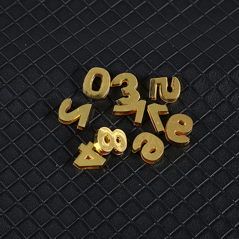 Number Metal Beads 10mm Golden Rhinestone Embeded 50pcs 4
