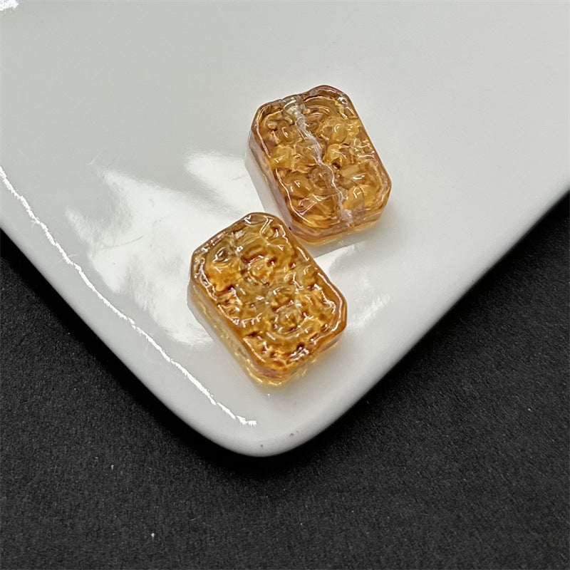 Square Glass Beads 13x23mm Transparent Electroplated Pastel 100pcs 8