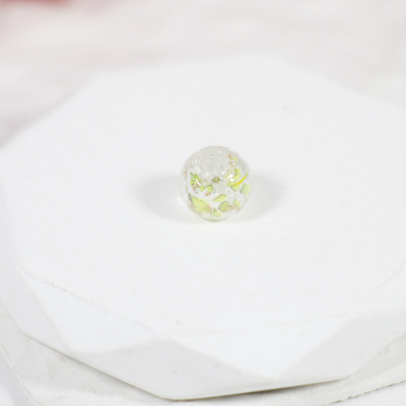Lampwork Glass Beads Round 10-12mm Transparent Silver Foil Floral 10pcs 4