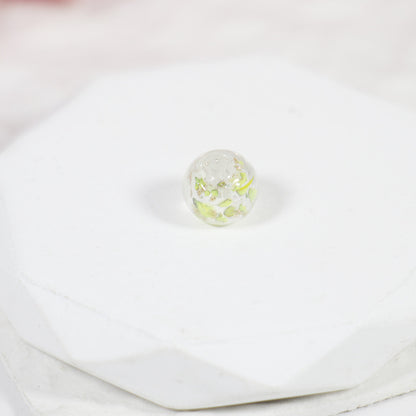 Lampwork Glass Beads Round 10-12mm Transparent Silver Foil Floral 10pcs 4