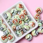 Hand Painted Bear Acrylic Beads 16mm Glossy Single Piece 4