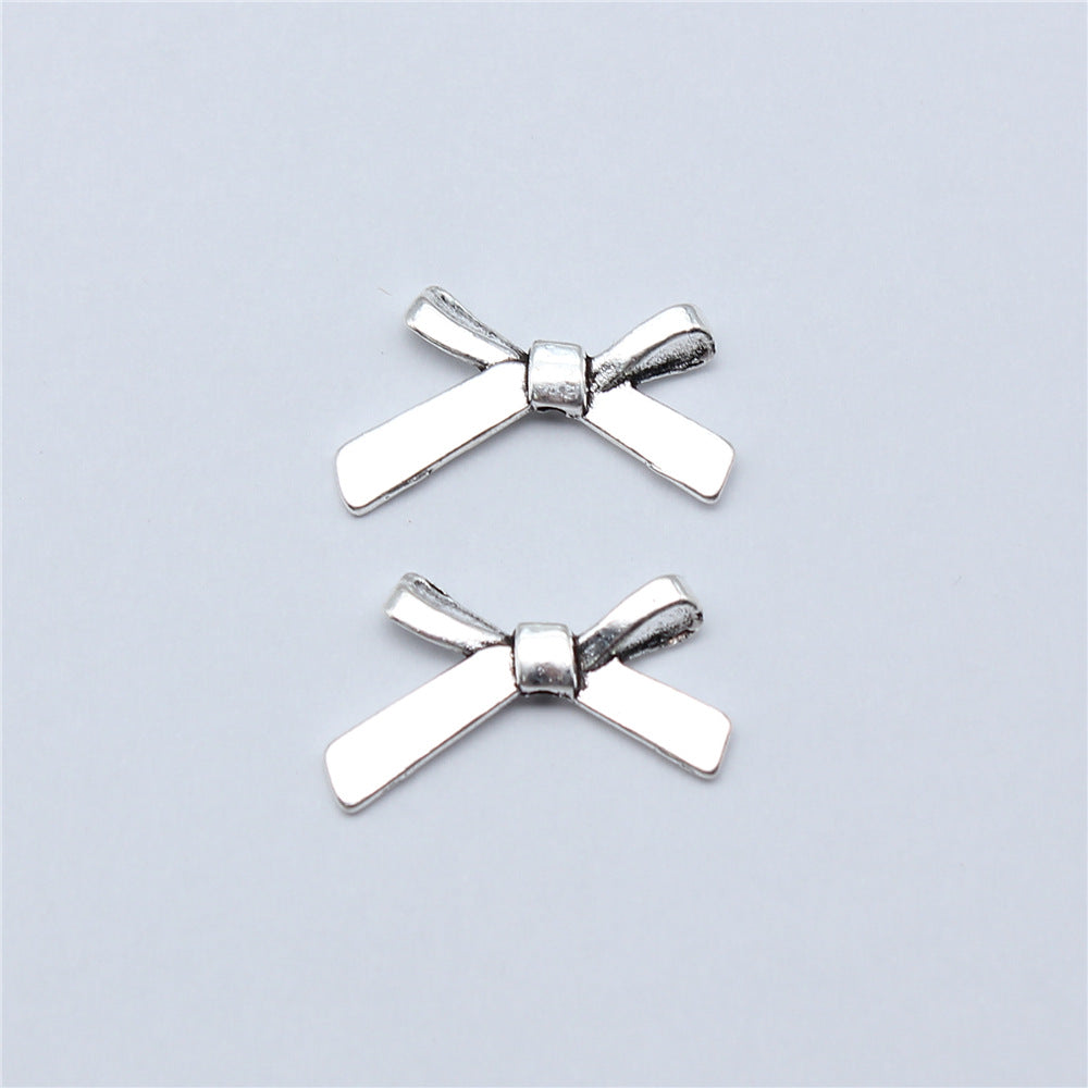 Bow Metal Beads 20mm Antique Silver Tone Alloy 60pcs 3