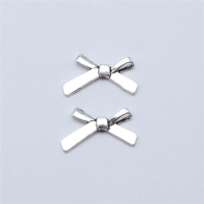Bow Metal Beads 20mm Antique Silver Tone Alloy 60pcs 3