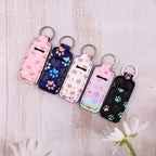 Paw Print Chapstick Holder Neoprene Functional Keychain 3pcs 3