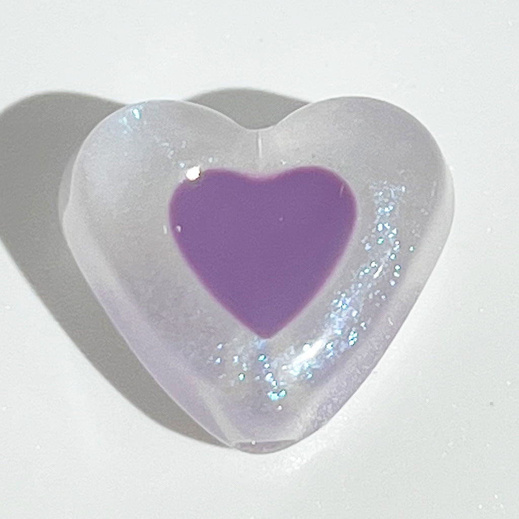 Glow Heart Acrylic Beads 15mm Two-Color Glow In The Dark 50pcs 8