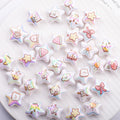 UV Plating Star Acrylic Beads 20mm White Printed 50pcs