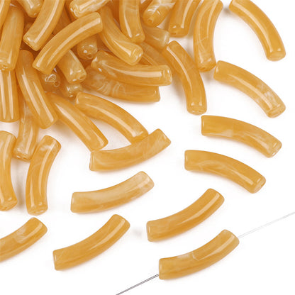 Curved Tube Acrylic Beads 32mm Translucent Mixed Colors 40pcs 17