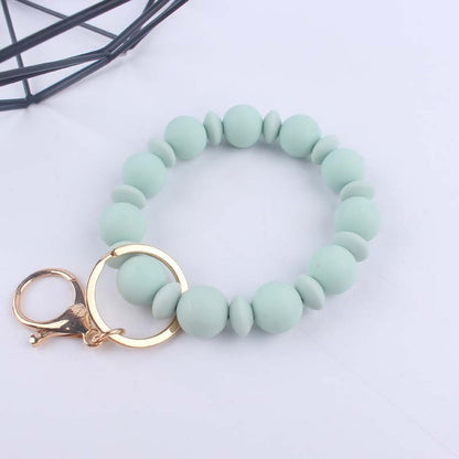 Silicone Bead Wristlet Keychain Matte Soft Hues Gold Clasps 11