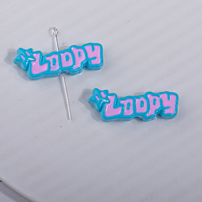 Painted Loopy Acrylic Beads 12x33.6mm Double Color Small Beaver Plate 10pcs 10